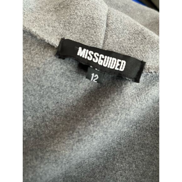 Women's MISSGUIDED Waterfall Gray Coat with Tie Belt Size UK 12/US 8 - Picture 7 of 7